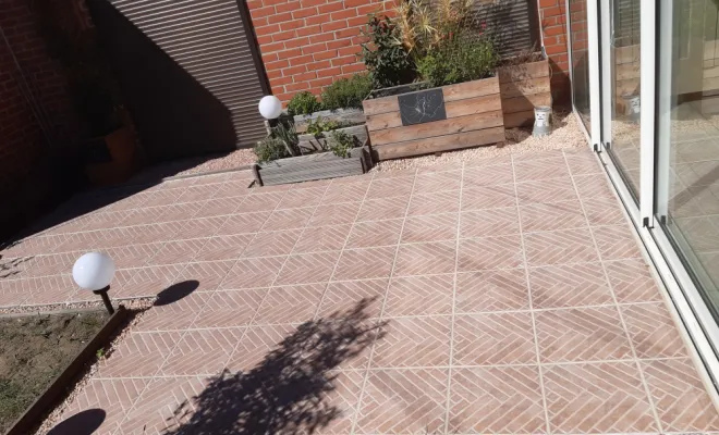 Terrasse carrelage + allé de maison, Cergy, Entreprise Dargent Laurent