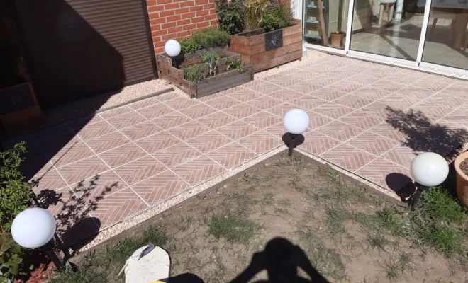 Terrasse carrelage + allé de maison, Cergy, Entreprise Dargent Laurent